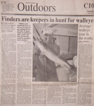 Scan of News-Herald article - Finders are keepers in hunt for walleye